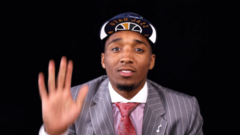 Donovan Mitchell from the Utah Jazz high-fiving himself
